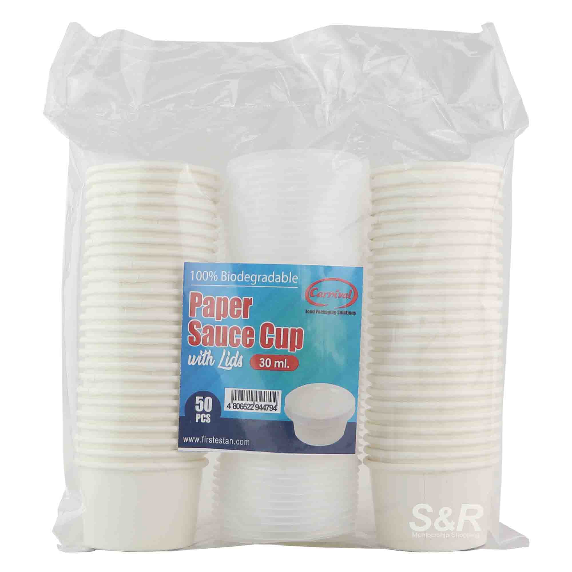 Carnival Disposable Paper Sauce Cups with Lid 50pcs x 30mL